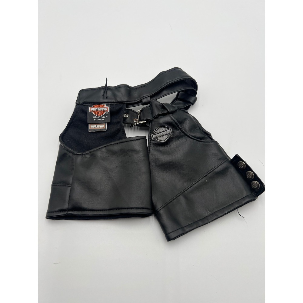 Build A Bear Harley-Davidson Biker Club Essentials Black Faux Leather Chaps Toy